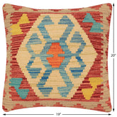 handmade Traditional Pillow Red Blue Hand-Woven SQUARE 100% WOOL  Hand woven turkish pillow  PILLOW